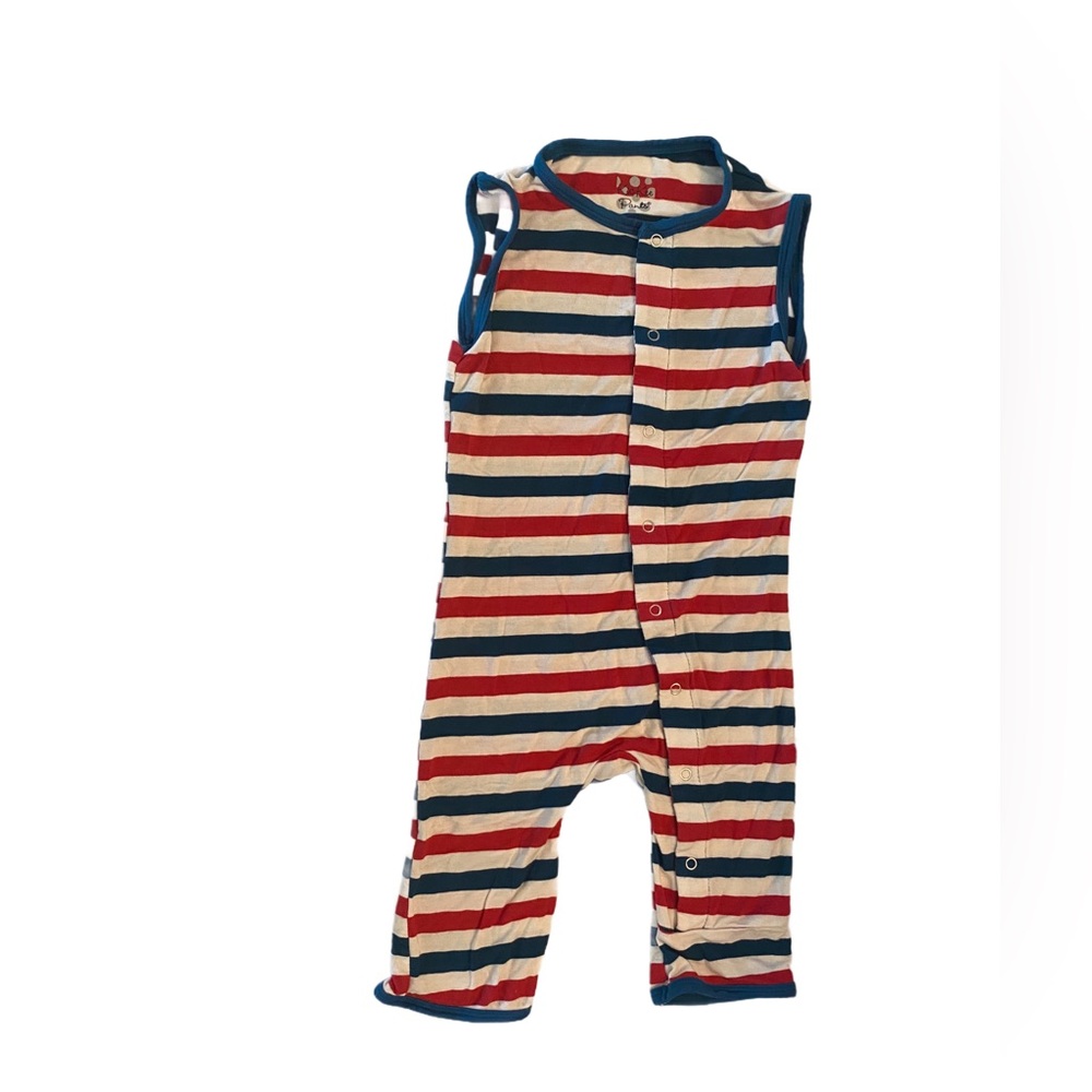 Kickee Pants Red Navy Cream Striped Sleeveless One-Piece Bodysuit